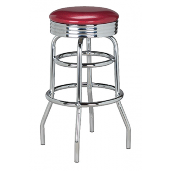 Retro Backless Swivel Stool w/ Double Footring