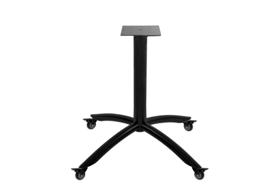 Arched Single Column X-Base Table Base w/ Locking Caster