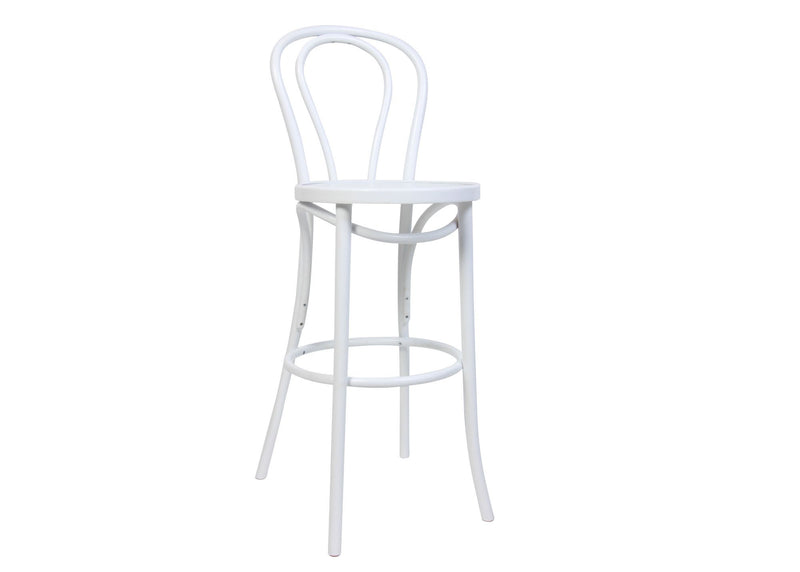 Hairpin Bentwood Barstool - White