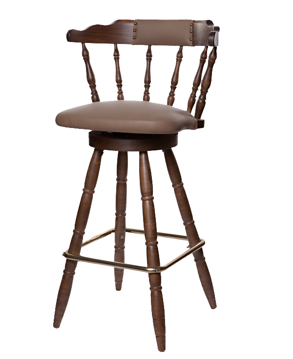 First Mates Early Colonial Era Style Upholstered Seat Barstool