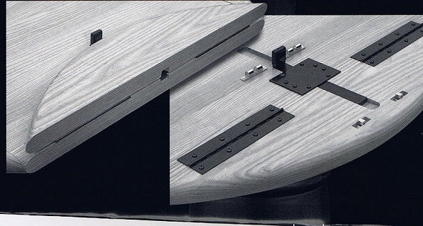 dropleaf table top w/ slide bar hinge underside view