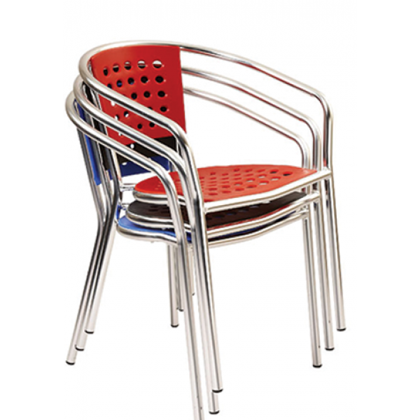 Lumina Aluminum Stacking Arm Chair w/ Perforated Back and Seat, GA622