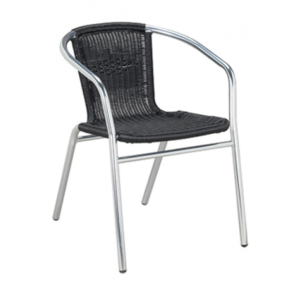 Newport Aluminum Stacking Arm Chair w/ Rattan Back, GA725