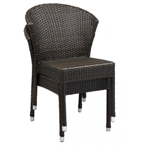 Amalfi Aluminum Stacking Chair w/ Rattan Back