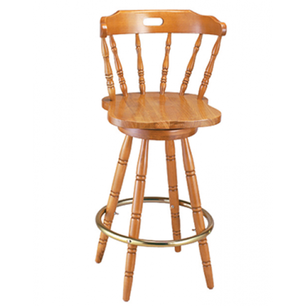 Colonial Beechwood Swivel Barstool w/ Handhold Spoke Back, GA9850