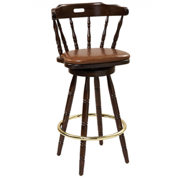 Colonial Beechwood Swivel Barstool w/ Handhold Spoke Back, GA9850