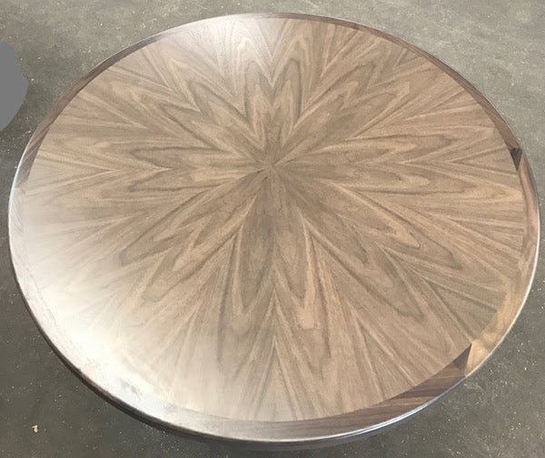 sunburst walnut vaneer round table top