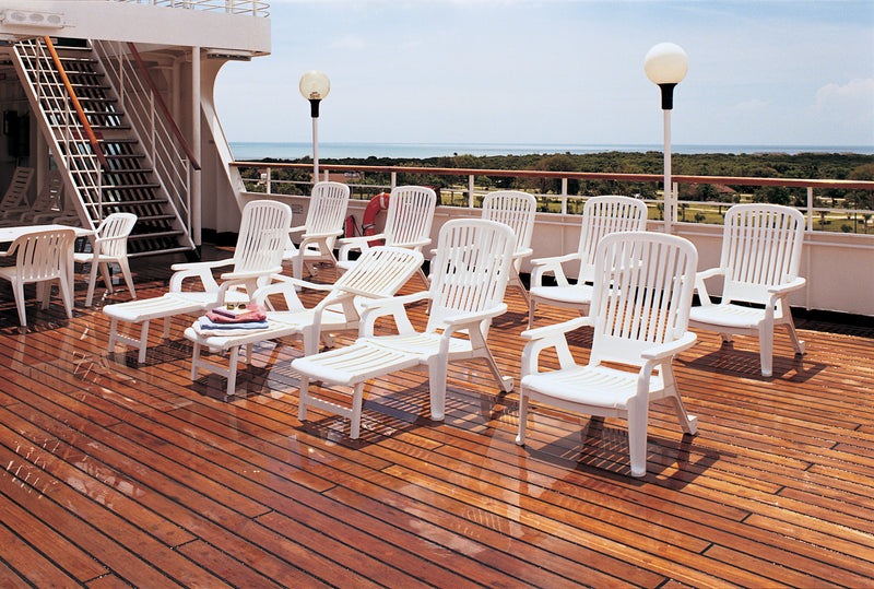 Bahia Stacking Highback Deck Chair with Pullout Footrest
