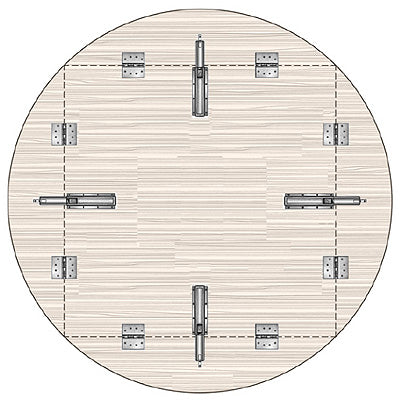 dropleaf table top w/ slide bar hinge underside view