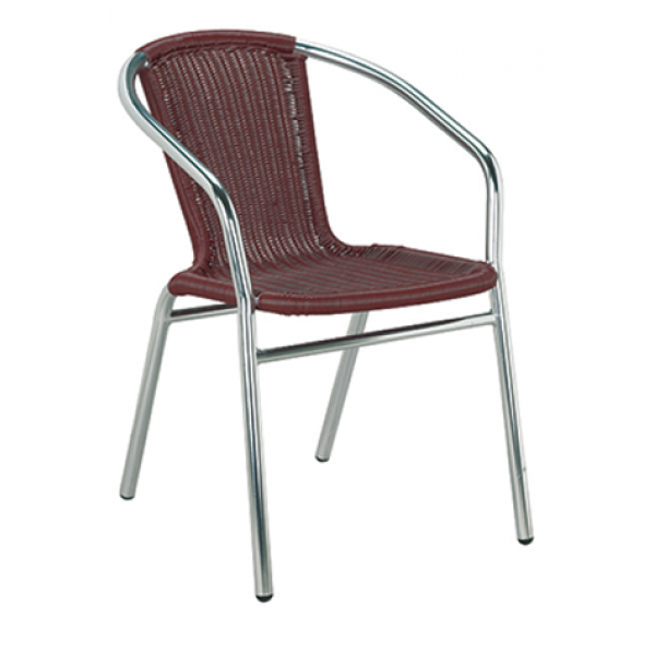 Newport Aluminum Stacking Arm Chair w/ Rattan Back, GA725