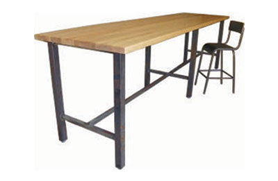 RFD Series Solid Wood Bar Height Community Table with Metal Base