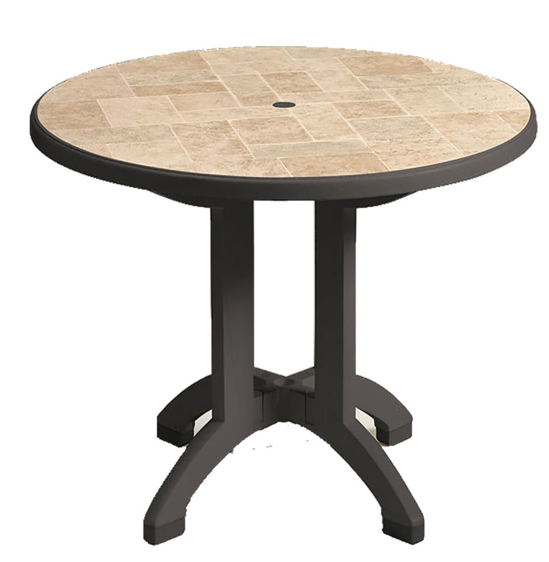 Aquaba 48" Round Outdoor Table  w/ 4-Prong Pedestal Base